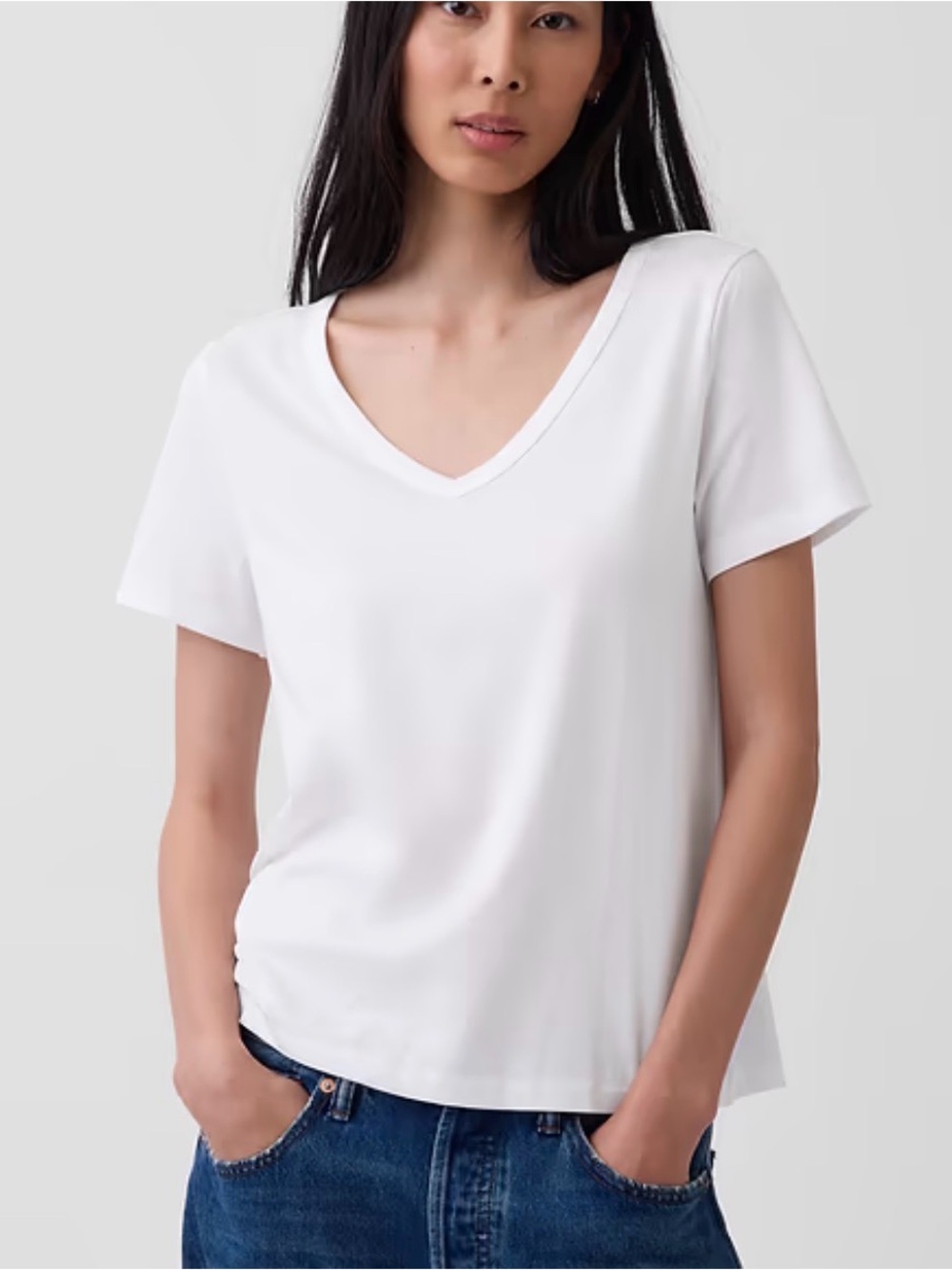 NWT GAP White Organic Cotton VintageSoft V-Neck T-Shirt